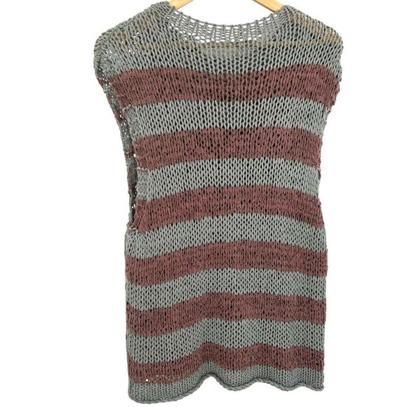 Free People wave after wave sleeveless sweater aqua and taupe stripe size Medium - Picture 3 of 6